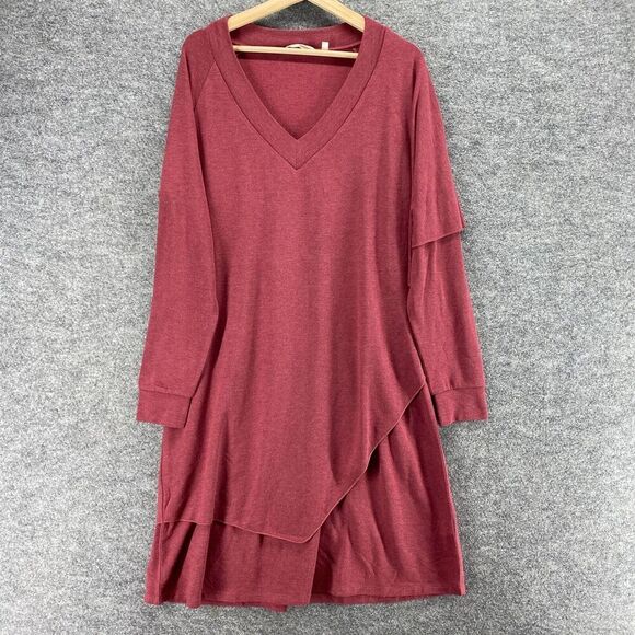 Soft Surroundings Dresses & Skirts - Soft Surroundings Sweater Dress Women L Large Pink Short V-Neck Long Sleeve